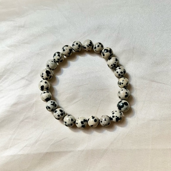 None Jewelry - New: 8mm Handmade Dalmatian Jasper Natural Crystal Bead Bracelet